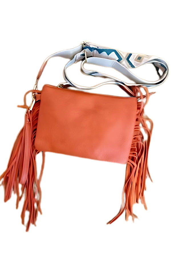 Sedona Orange Fringe Crossbody Bag